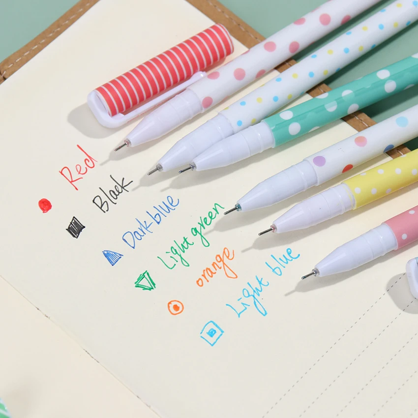

6PCS Colorful Refils Creative Candy 6 Color Gel Pen 0.38mm Office Stationery School Supplies