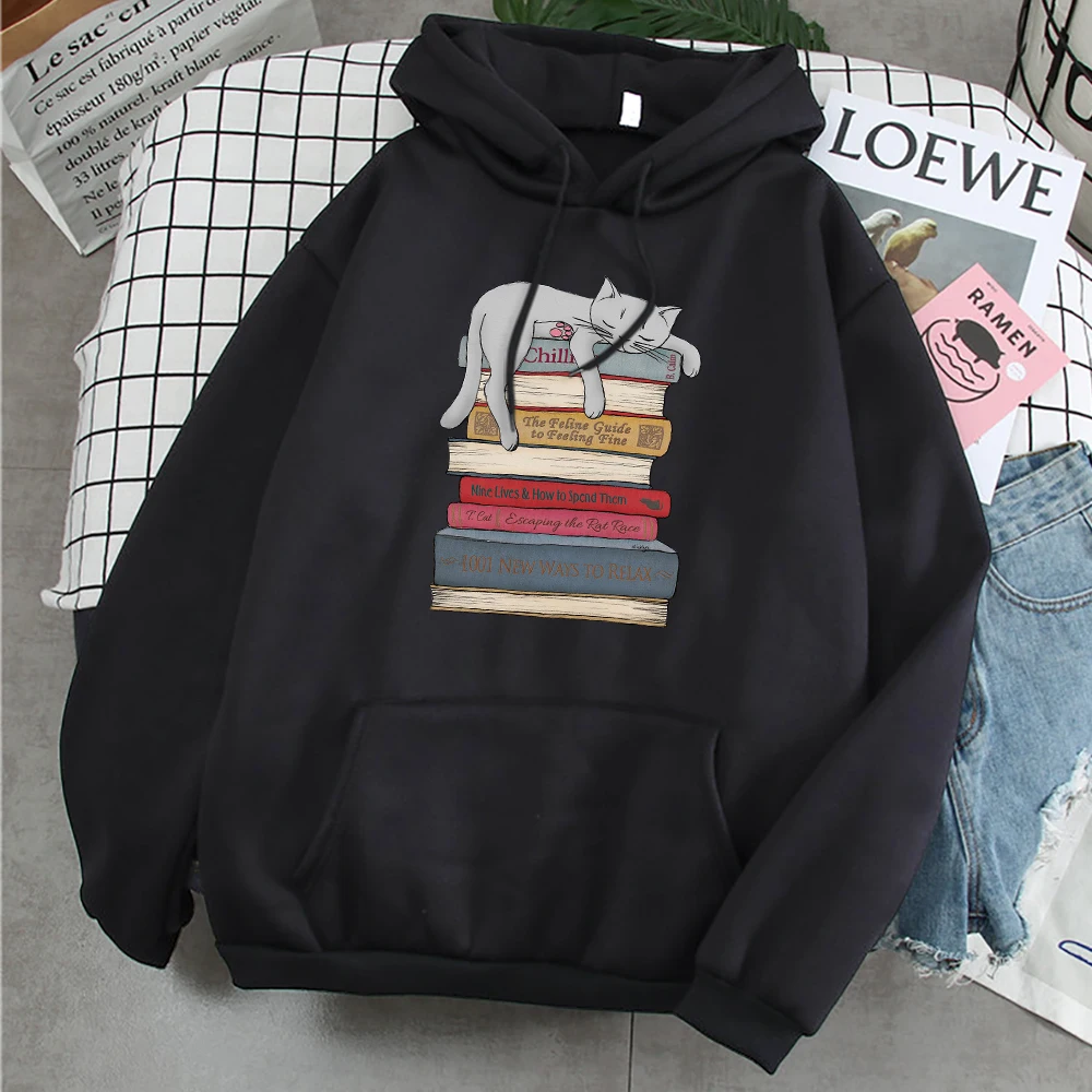 

Hoodies Man How To Chill Like A Cat Autumn Hooded Streetwear Hooded Anime Cartoon Loose Oversized Hoodie Mens Clothes
