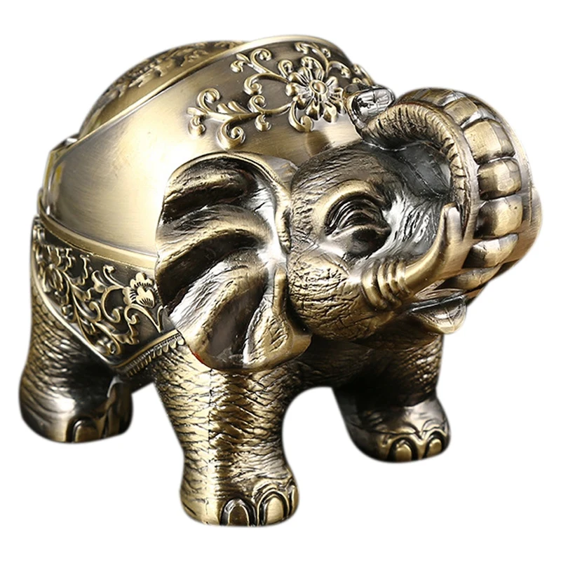 

Креативная металлическая пепельница в форме слона с крышкой, защита от падения, ветрозащитная, индивидуальные украшения для домашнего деко...