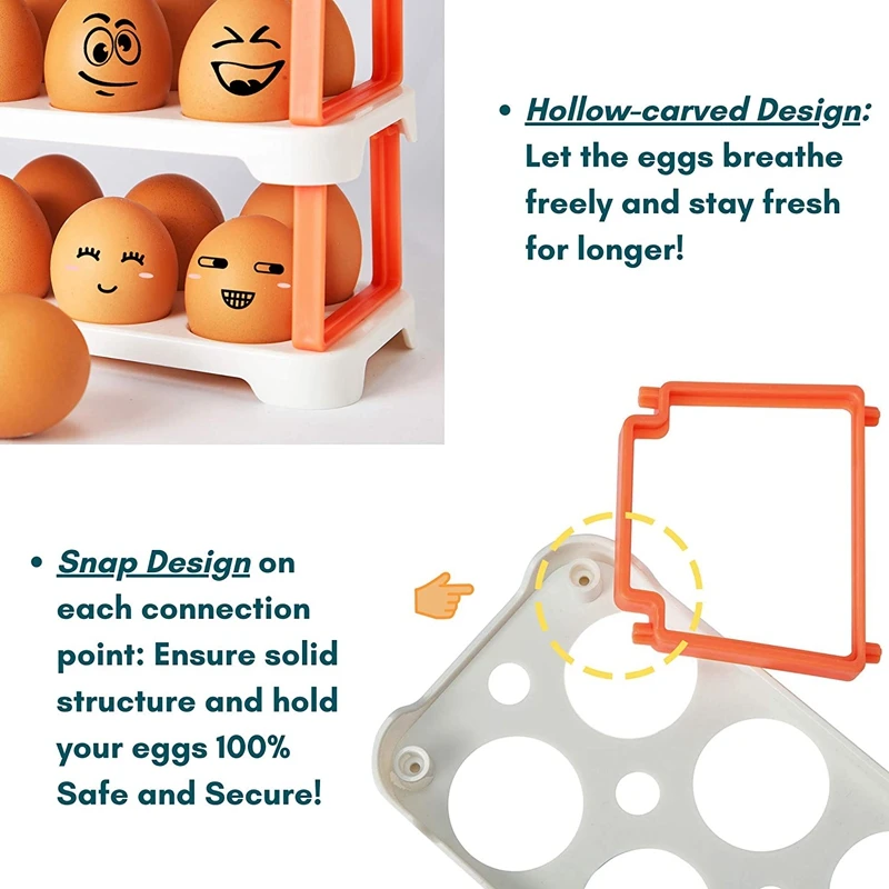 

24 Egg Holder for Refrigerator-Plastic Egg Holder for Fridge Organizer - Egg Container for Refrigerator Door