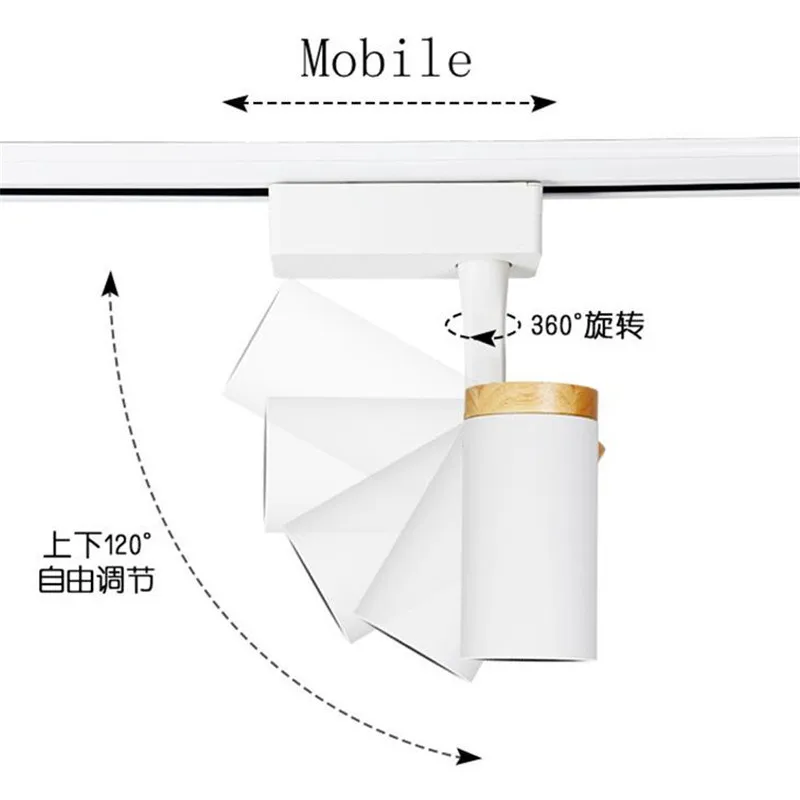 Скандинавский деревянный COB светодиодный Трековый светильник Точечный для дома