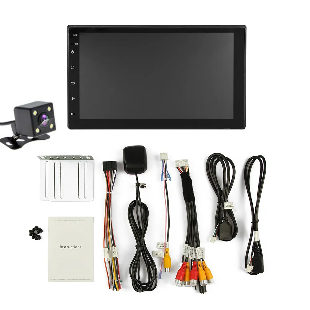 with4led camera Android 8,1 автомобильный Радио Стерео gps навигация Bluetooth wifi Универсальный " 2din мультимедийный плеер DVR рекордер - Цвет: with4led camera