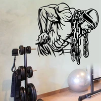 modern iron chain body building gym fitness art wall home decor mural sticker vinyl diy removable sport plane wallpaper g 02