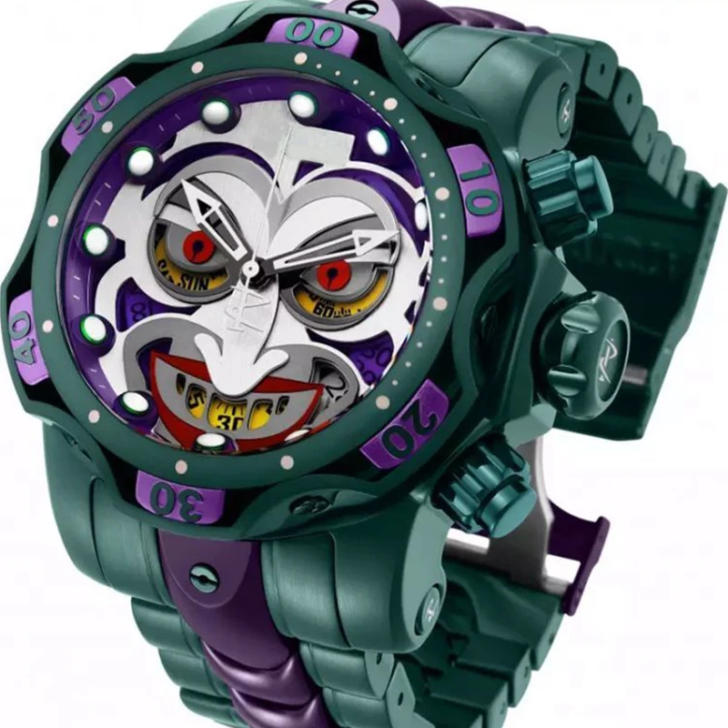 

Top quality 2021 unbeaten invincible DC clown stainless steel waterproof quartz men's fashion business watch Reloj Dropshipping