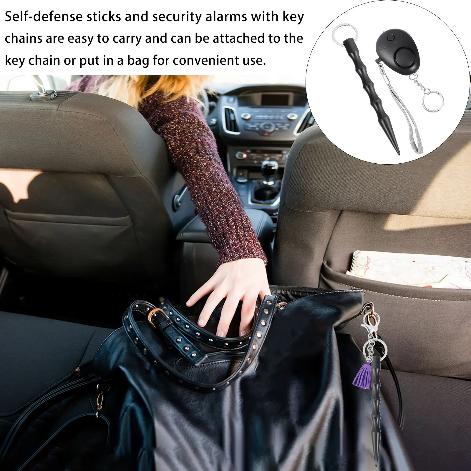 

2pcs Key Rings Safety Alarm Design Key Chains Stylish Practical Safety Alarm Key Chains Portable Key Rings For Women Outdoor