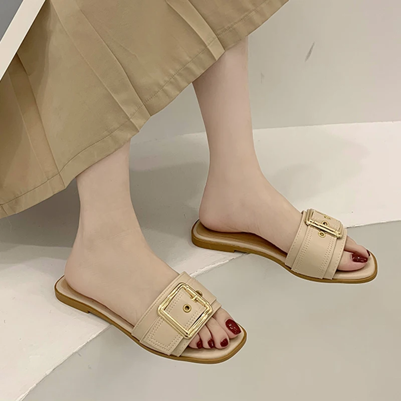 

Shoes Woman's Slippers Shale Female Beach Slides Fashion 2021 Soft Sabot Flat Summer Luxury Rubber Basic PU