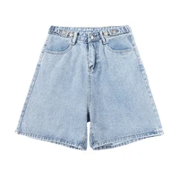 2021 new summer high waist womens denim shorts casual comfortable wild button jeans for girls wide leg sexy woman clothes pants
