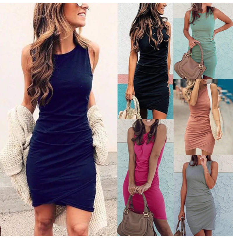 Женское облегающее мини-платье ZOGAA черное асимметричное платье с рюшами