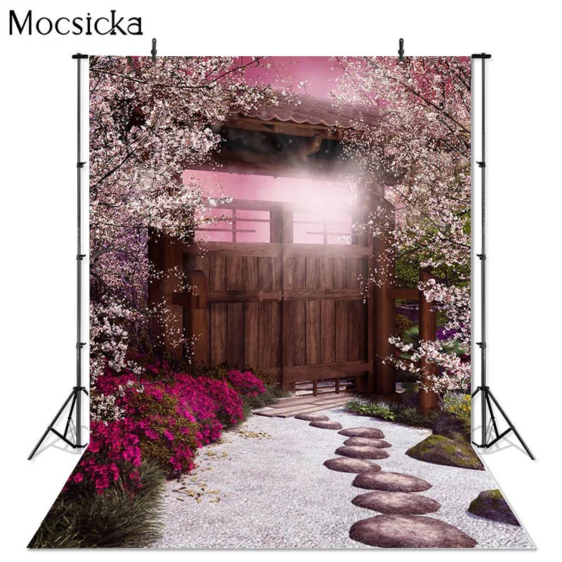 

Mocsicka весенние фотообои с цветущими цветами деревьями и камнями для детской фотозоны