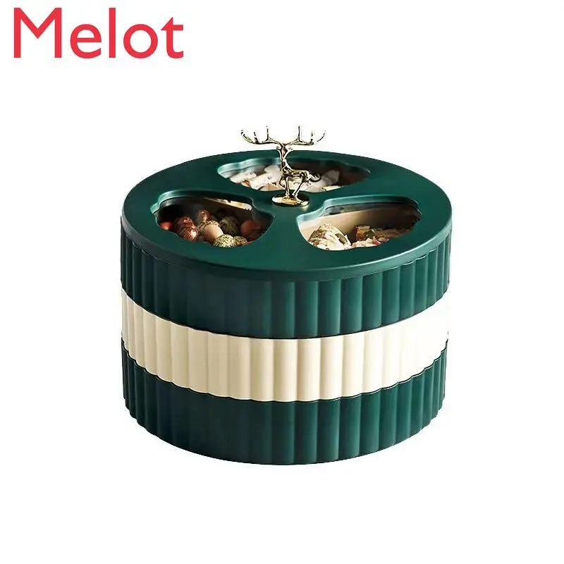 

Household Living Room Fruit Plate High-End Creative with Lid Fruit Basin Snack Dried Fruit Grid Storage Box Multi-Layer