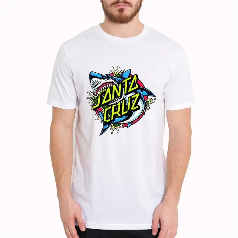 Футболка Санта Круз мужские Забавные футболки с акулой Harajuku крутая графика