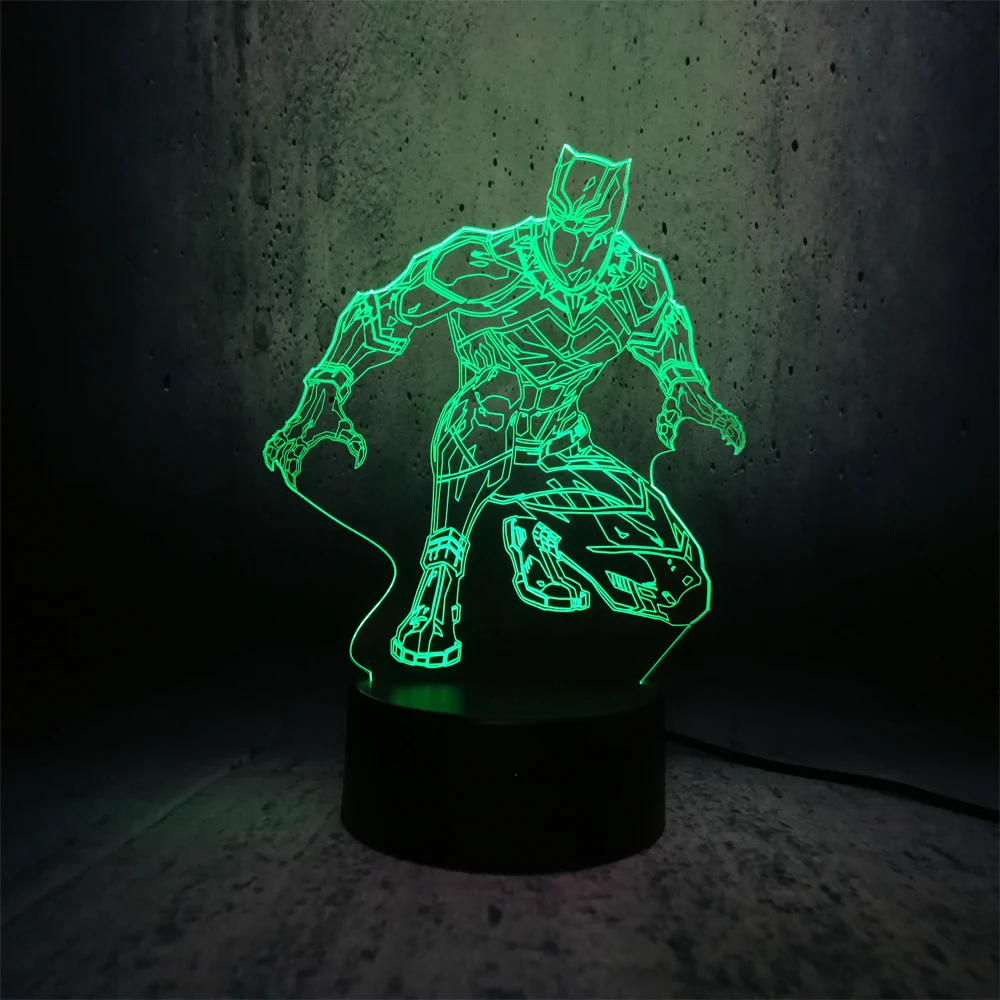 Мультяшная Черная пантера 3D лампа ночник светильник USB СВЕТОДИОДНЫЙ ing Mulitcolor