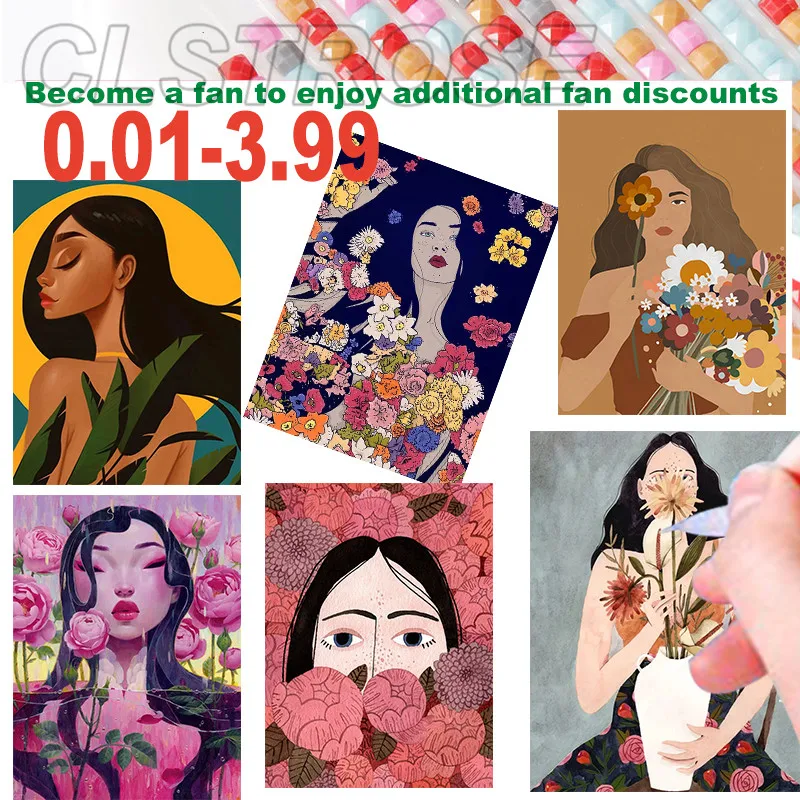 

Diamond Painting Characters Tulips and Girls Full Square Round Diamond Mosaic Cross Stitch Home Decoration Gifts