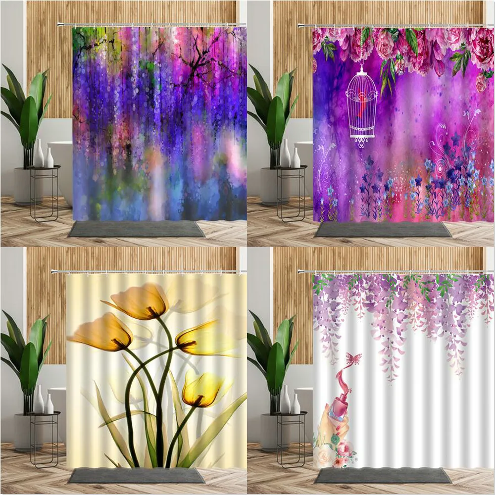 Водонепроницаемая занавеска для душа домашний декор ванной с фиолетовыми
