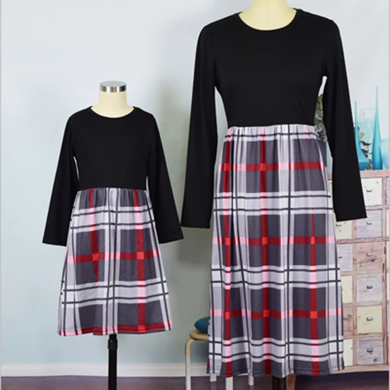 Hot Fashion Family Matching Outfit Mother and Daughter Clothes Dress Baby Girl Plaid dress Christmas | Женская одежда