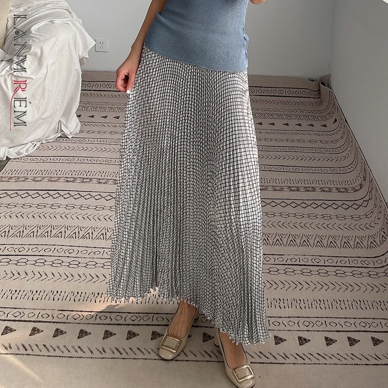 

FAKUNTN Women Vintage Skirt Summer Elastic High Waist Skirts Female Long Skirt Streetwear 2021 New Arrivals 2D1598