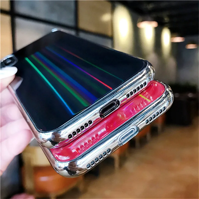 Зеркальный лазерный чехол Aurora для iPhone 12Mini Pro Max Роскошный 11 X XR XS 7 8 Plus 2020 SE Защита