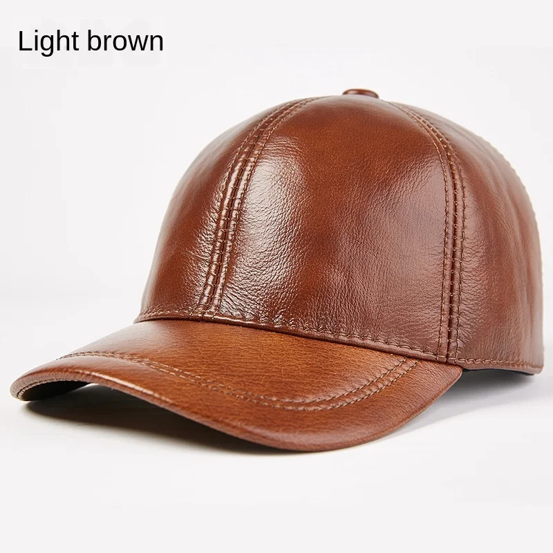 

Новые товары для осени и зимы, мужская Кепка из коровьей кожи, Повседневная бейсбольная кепка, Кепка с полями, теплая Кепка с ушами из воловь...