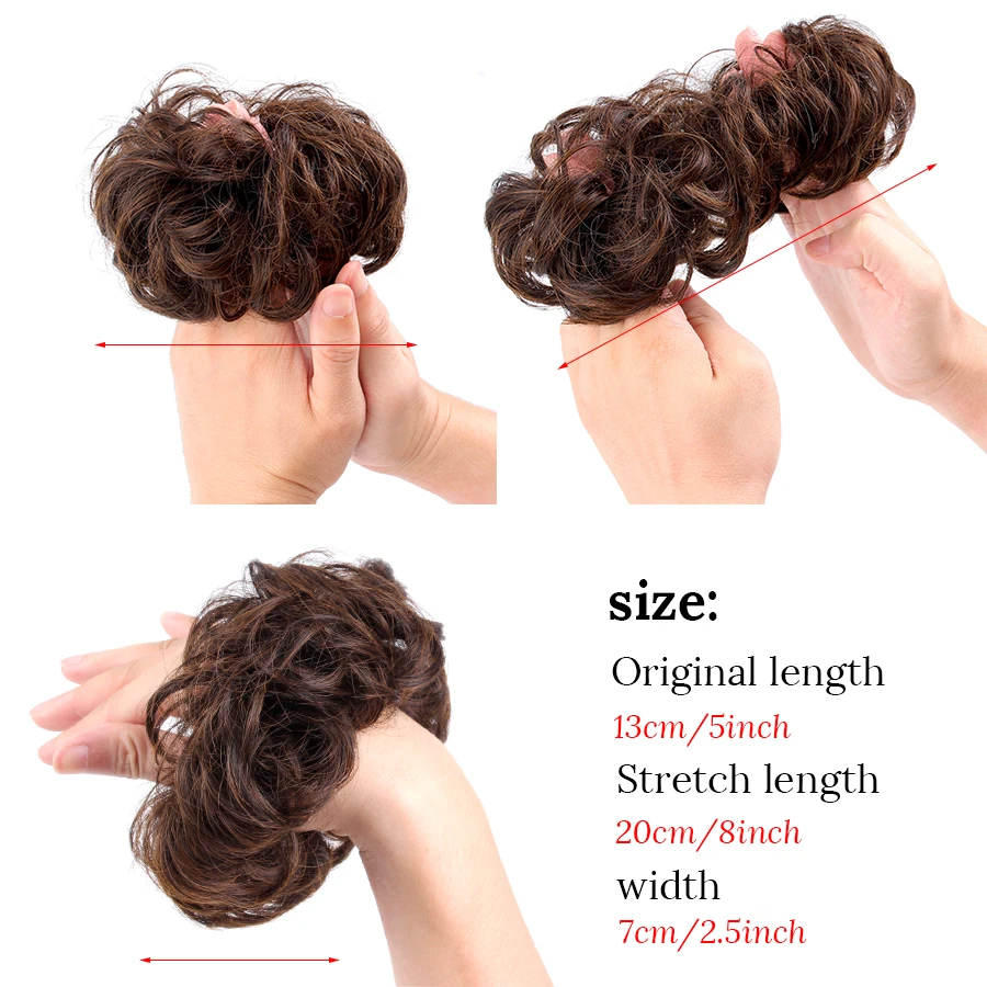 Alileader 5 дюйма вьющиеся волосы булочка Scrunchie шиньон Короткие хвост Синтетический