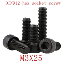50pcs din912 grade 12 9 allen socket head screw m325 m3x25 hexagon socket head cap screws hex socket screw
