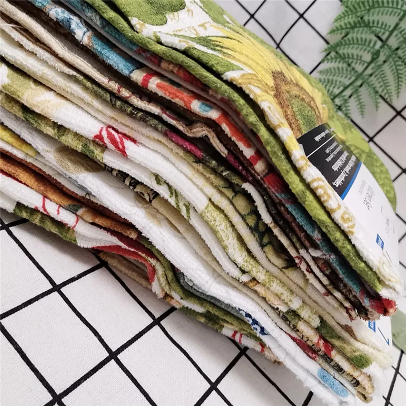 1Pc 38x63cm Colorful Flower Printed Cotton Tea Towel Kitchen Dishcloth Water Absorption Household Cleaning Cloth |