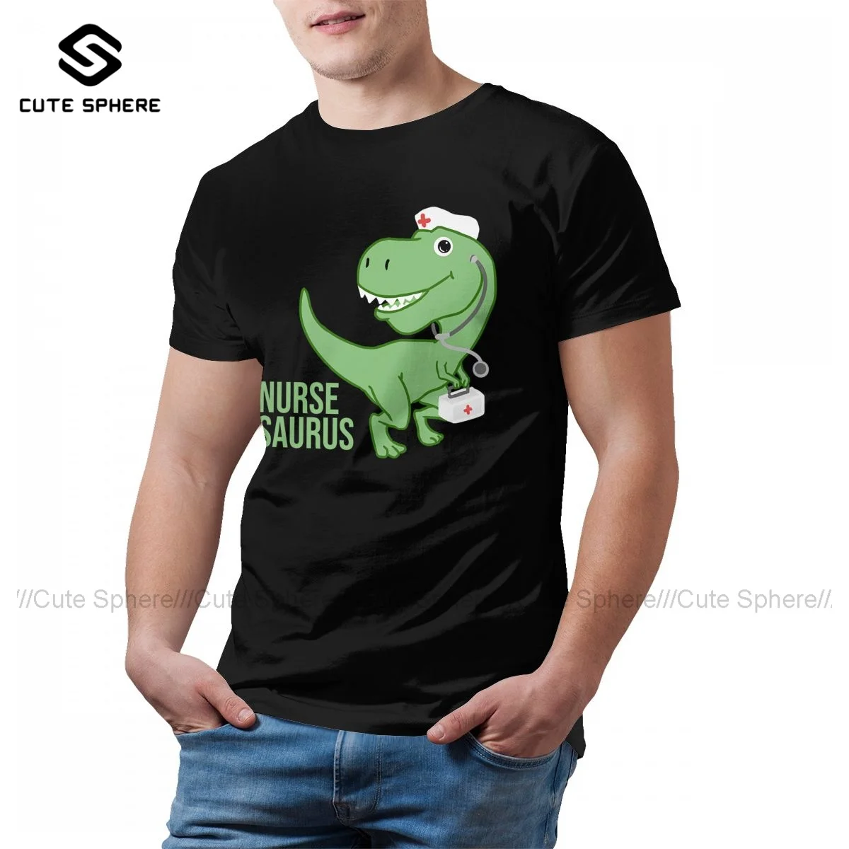 

Dino Tshirt Funny Cotton Short Sleeves T Shirt Print Basic T-Shirt Mens Big
