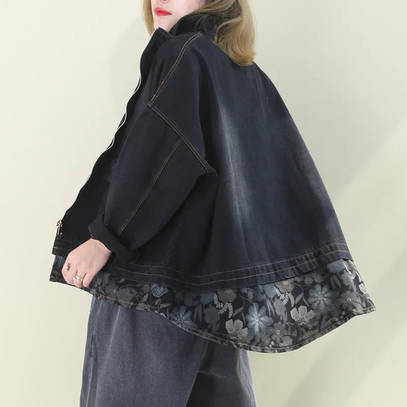 Женская джинсовая куртка SOUL OF TIGER стильная винтажная Повседневная с цветочным