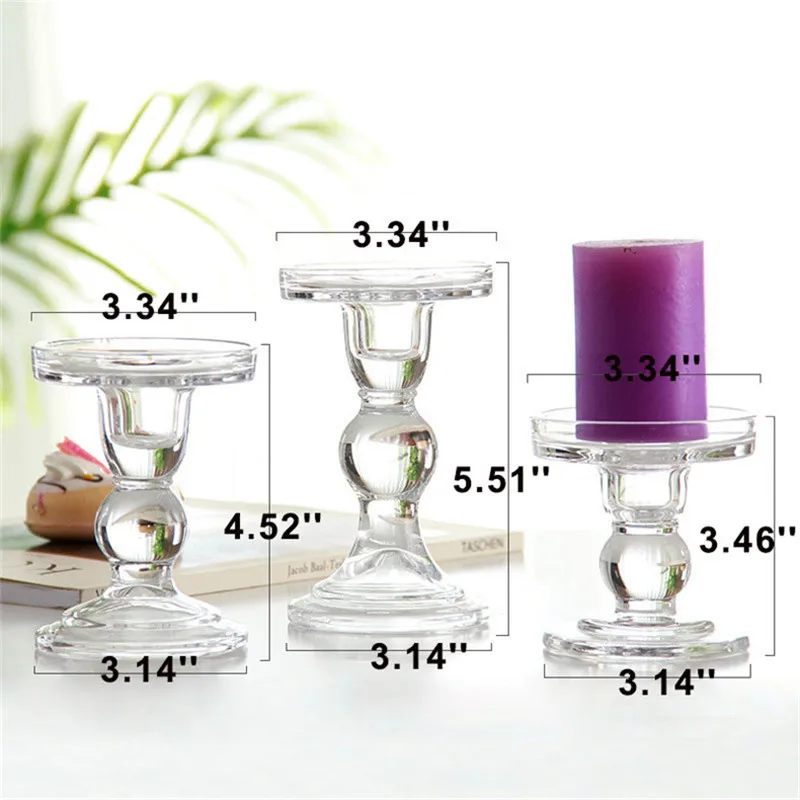 

High Candlestick Transparent Glass Candle Holders Crystal Candle Stands Candlesticks for Wedding Banquet Living Room Decoration