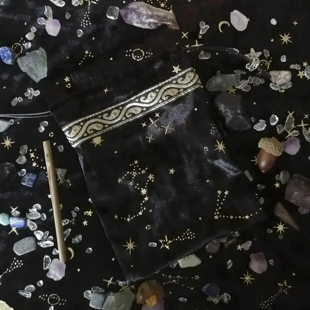 Бархатная сумка для хранения карт 13x18 см с изображением Луны таро Оракл руны