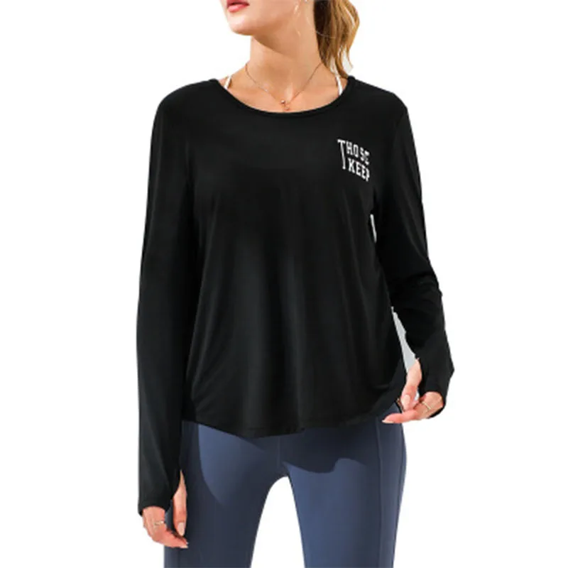 

SALSPOR Gym Shirts Women Fitness Breathable Quick Dry Yoga Long Sleeve Workout Running Solid Casual Sports Shirt
