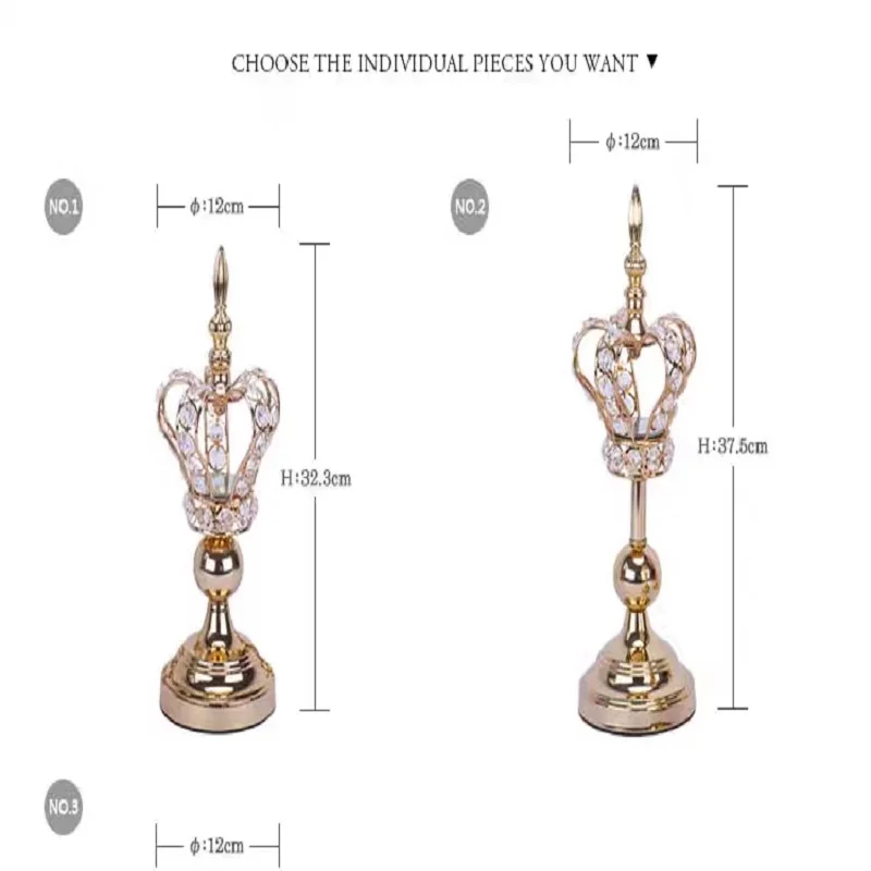 Корона золотой хрустальный подсвечник креативные Металлические Свадебные