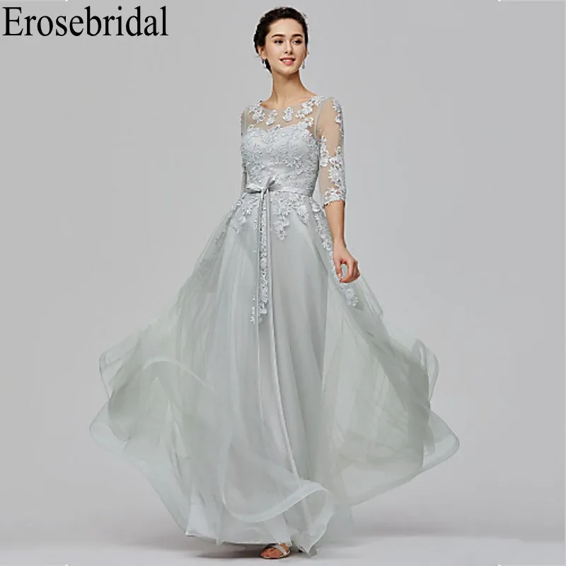 Женское вечернее платье на шнуровке Erosebridal серое Длинное Элегантное Вечернее