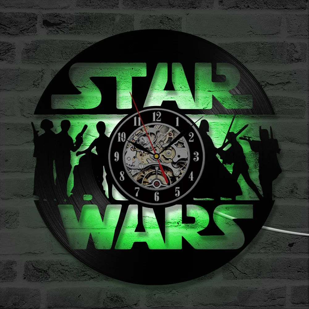 Виниловые настенные часы Star Wars светящиеся художественные подарок для комнаты