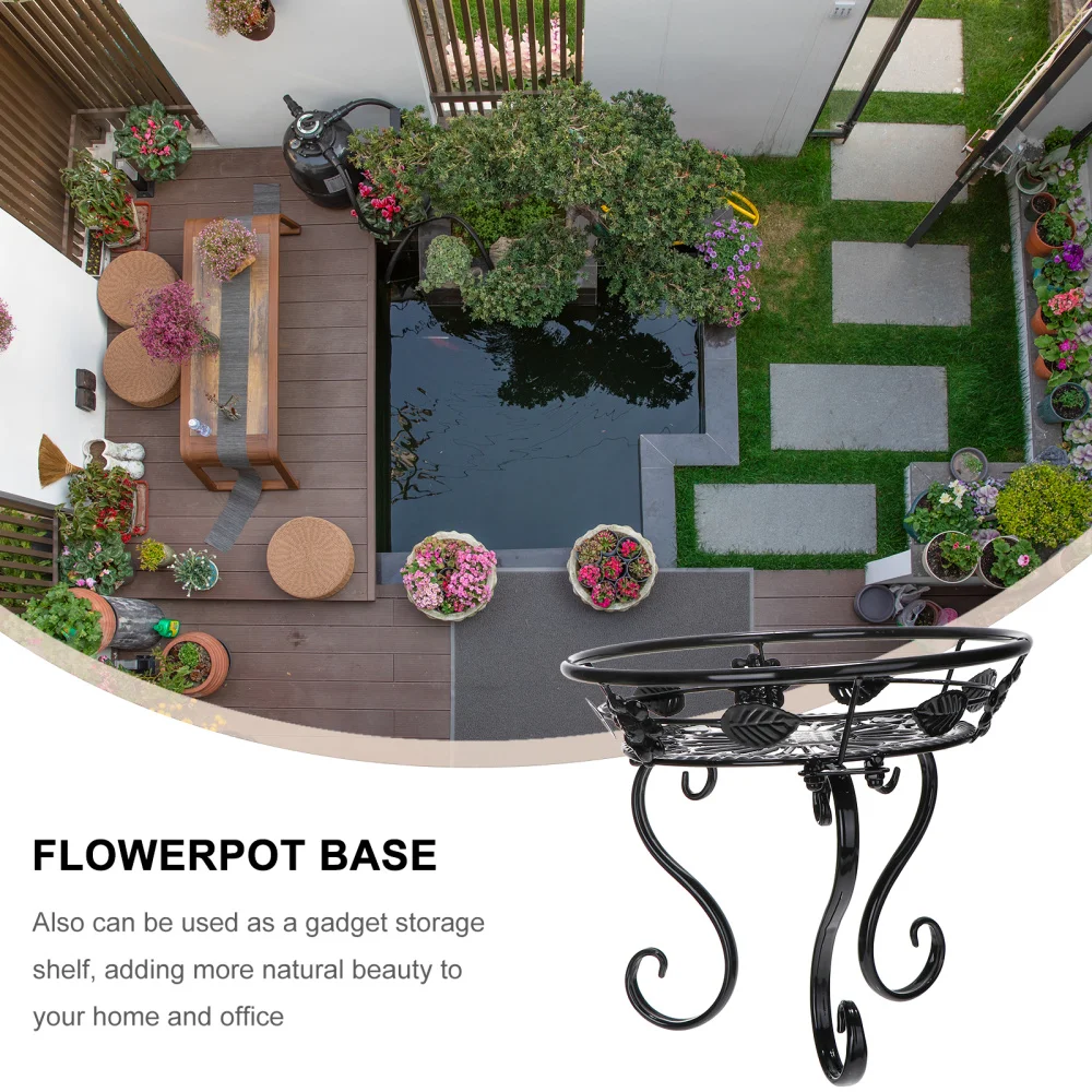 

1Pc Standing Drain Flowerpot Holder Home Iron Bonsai Stand Indoor Flower Shelf