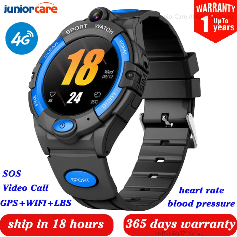 

4G GPS Wifi Kid Smart Watch Video Call Phone Smartwatch Camera Location Trace Fence Heart Rate Sports SOS Monitor Clock