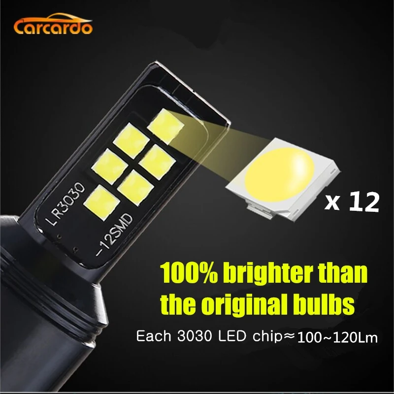 Carcardo 2 шт. T20 W21/5 Вт W21W Автомобильный светодиодный светильник 7440 7443 12V автомобиль