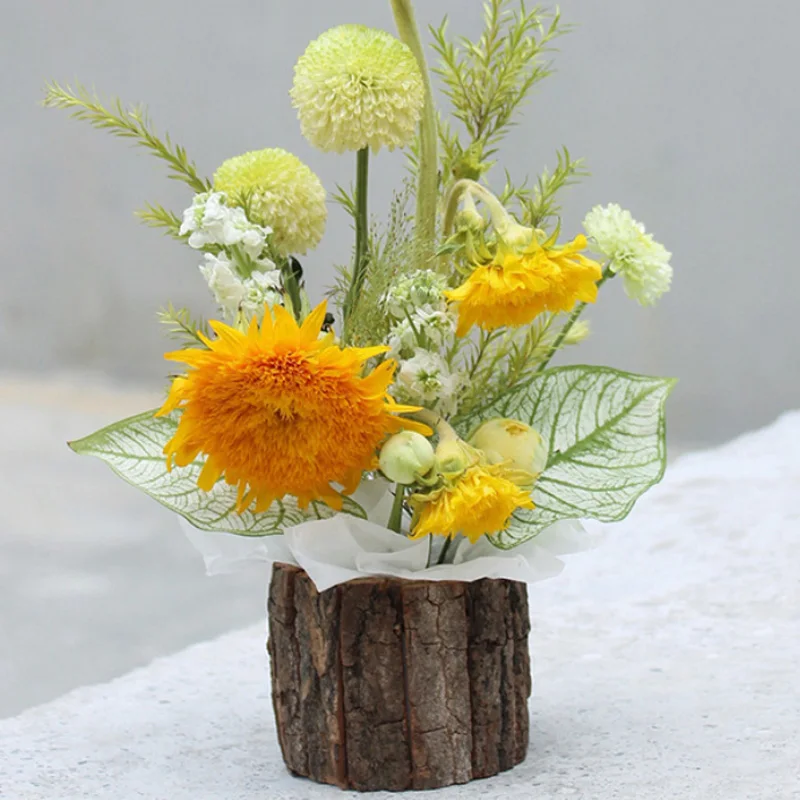 Старинный ящик для хранения деревянный подсвечник коры ваза цветов креативный