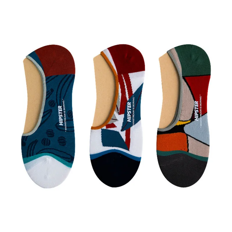 

summer Thin section Stealth Socks Japanese Harajuku version trend street color Shallow mouth Socks Silica gel Non-slip Sock man