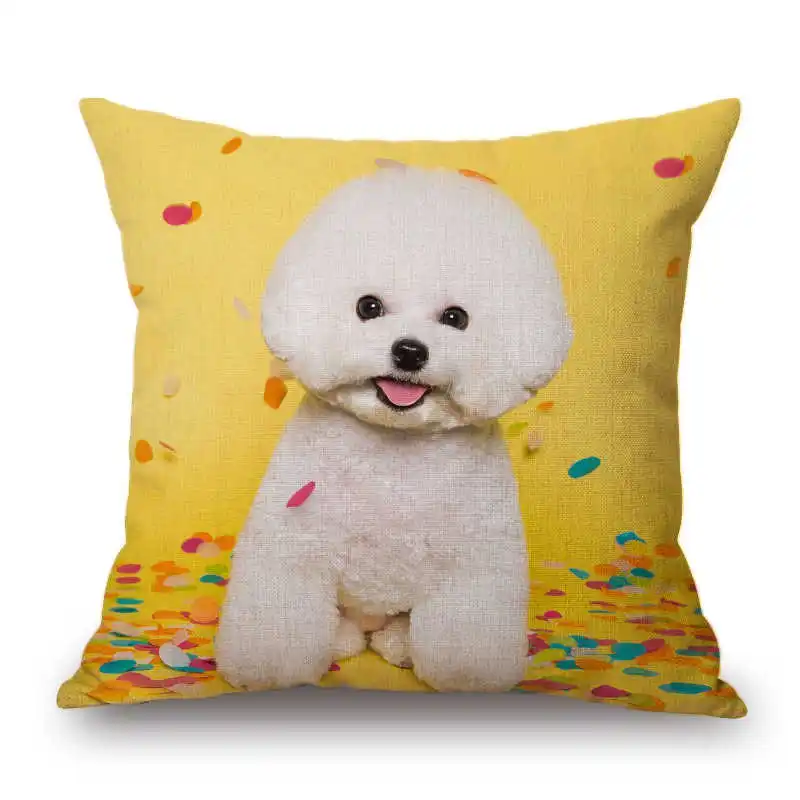 13 Bichon Frise, хлопковый льняной чехол для подушки, дивана, поясная наволочка, домашний декор - Цвет: 13
