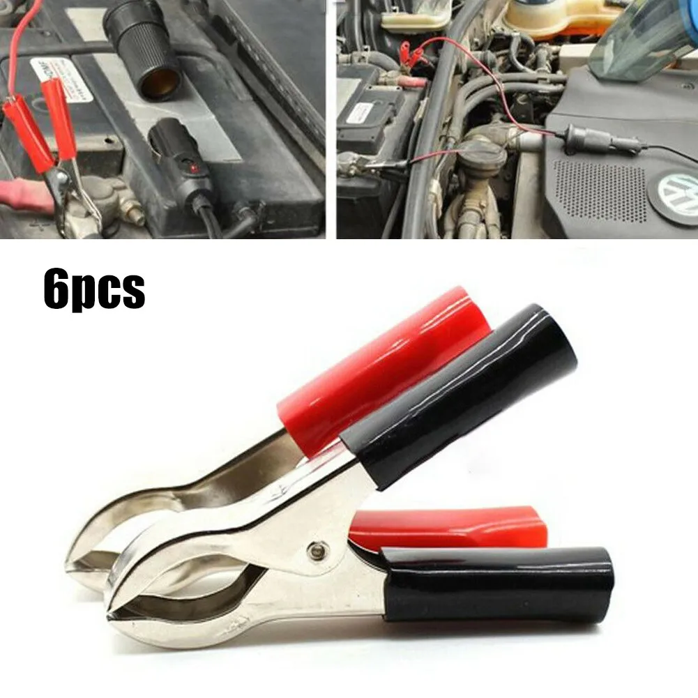 

6pcs 70mm30A Crocodile Alligator Car Battery Insulated Clips Clamps Red + Black Crocodile Clip Aligator Clips Test Clips