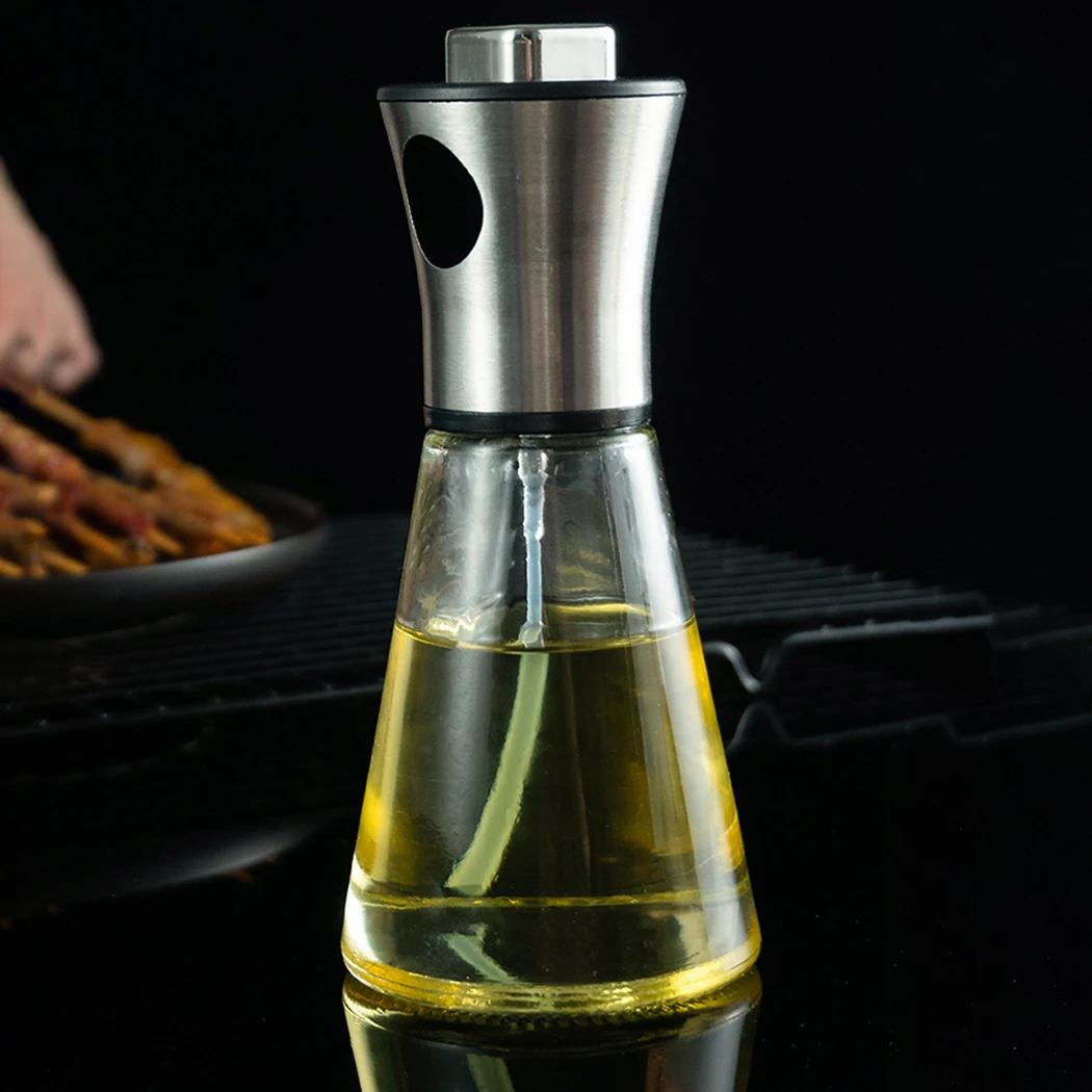 

200ml Vinegar BBQ Olivel Cooking Grill Dispenser Glass Stainless Steel Kitchen Cap Supplies Oil Spray Bottle