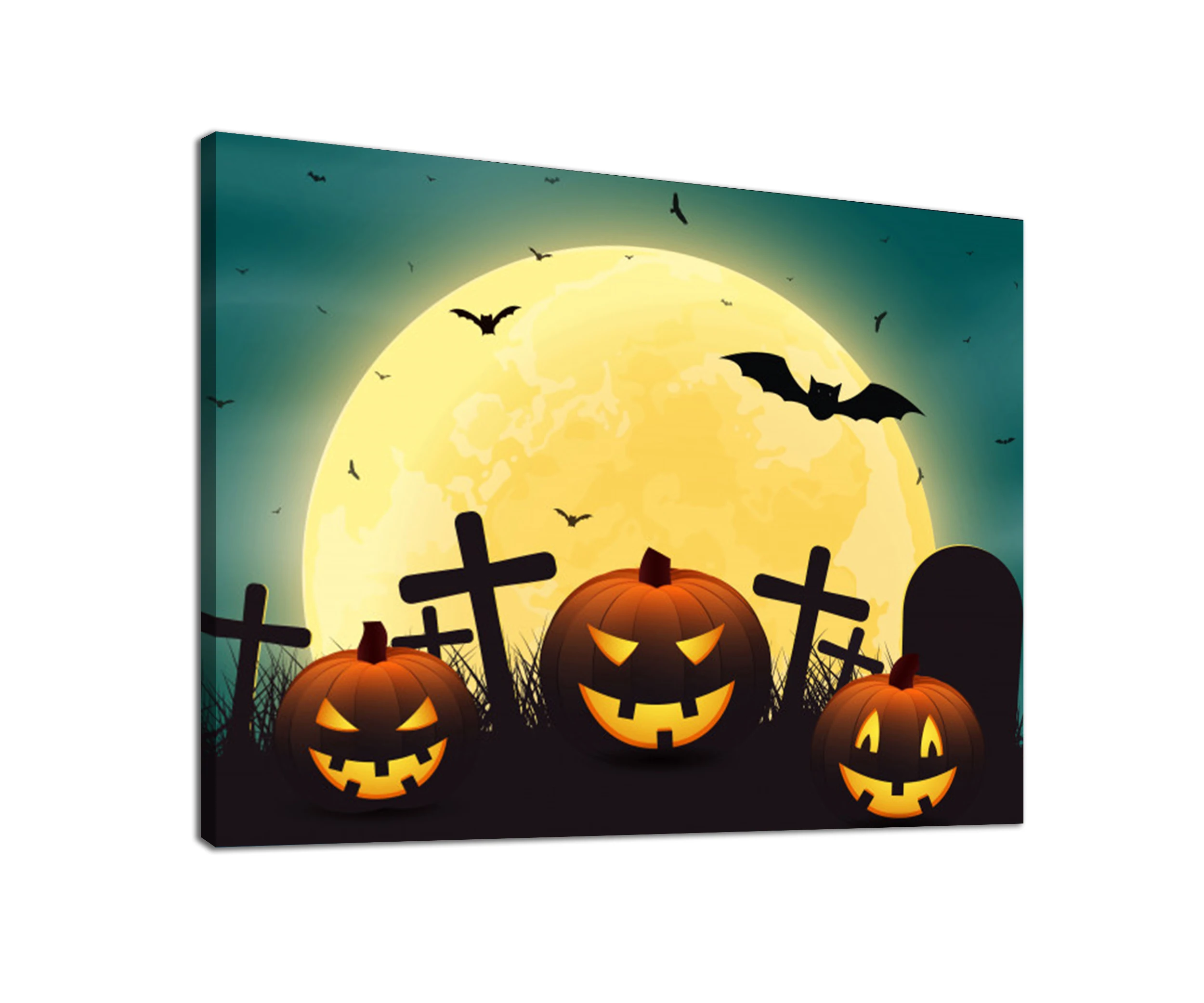 

Halloween pumpkin head led luminous art wall painting oil painting poster living room abstract artist bedroom bedside wall decor