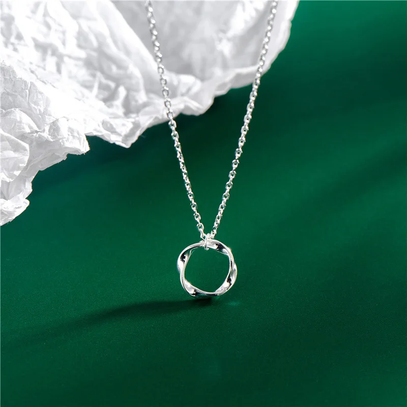S925 Sterling Silver Ring Pendant Necklace Circle Clavicle Chain Women Fine Jewelry for Weeding Party Gift