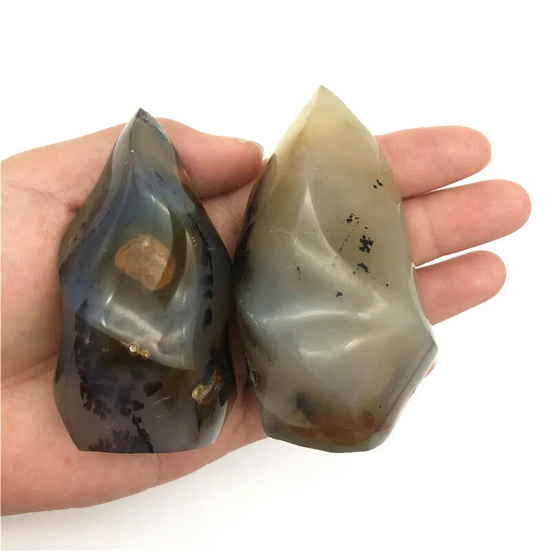 

Wholesale 1PC Natural Ocean Agate Flame Shaped Quartz Crystal Healing Stones Specimen Decor Natural Quartz Crystals