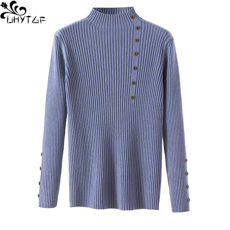 

UHYTGF On sale Autumn winter Women Knitted Sweater Casual Soft Jumper Fashion Slim 4XL Plus size Femme Elasticity Pullovers X612