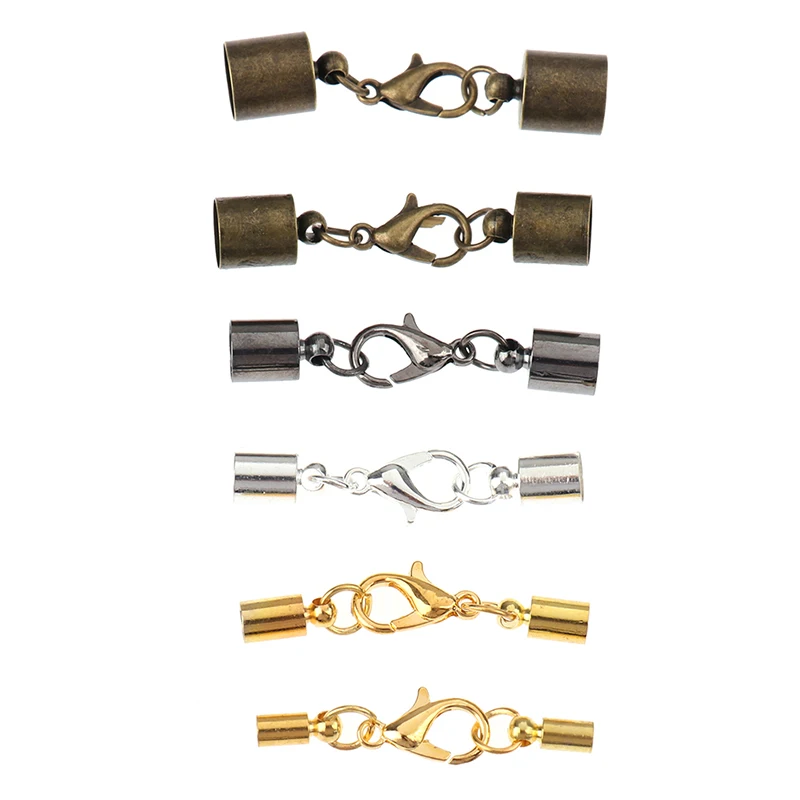 

10pcs Leather Cord Bracelet Lobster Clasps Hooks Crimps End Tip Caps Jewelry