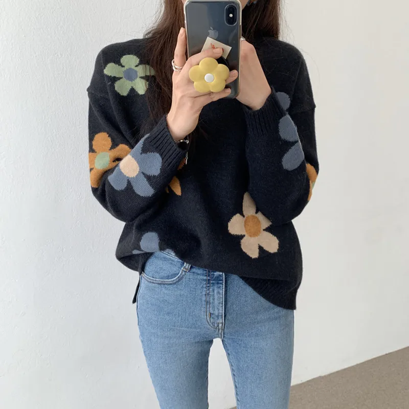 Женский свободный свитер с длинным рукавом Alien Kitty корейский элегантный модный