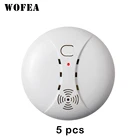 Wofea 5 шт.лот 433Mh беспроводной пожарный детектор дыма датчики сигнализации для GSM сигнализация WIFI домашняя система безопасности