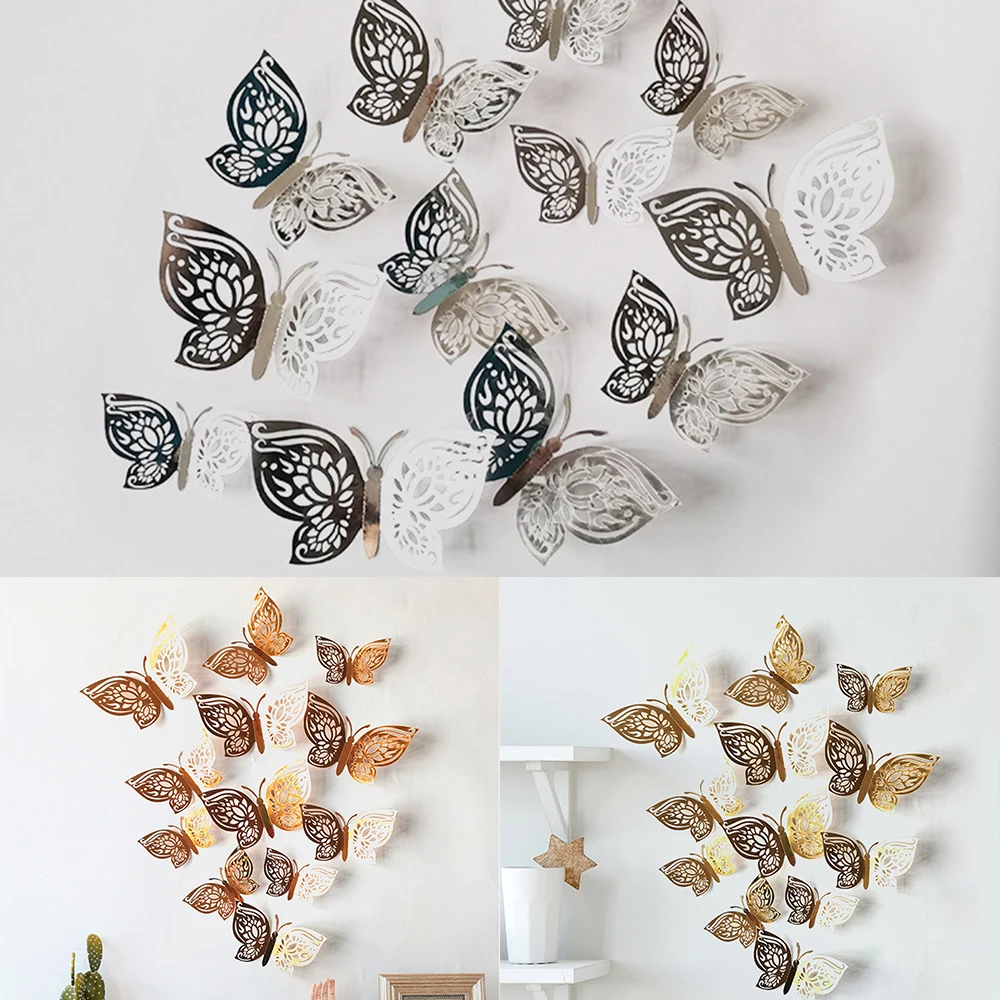 

Room Fake Butterfly Decorations Decor Gold/Silver/Rose Gold Paper DIY Party Christmas