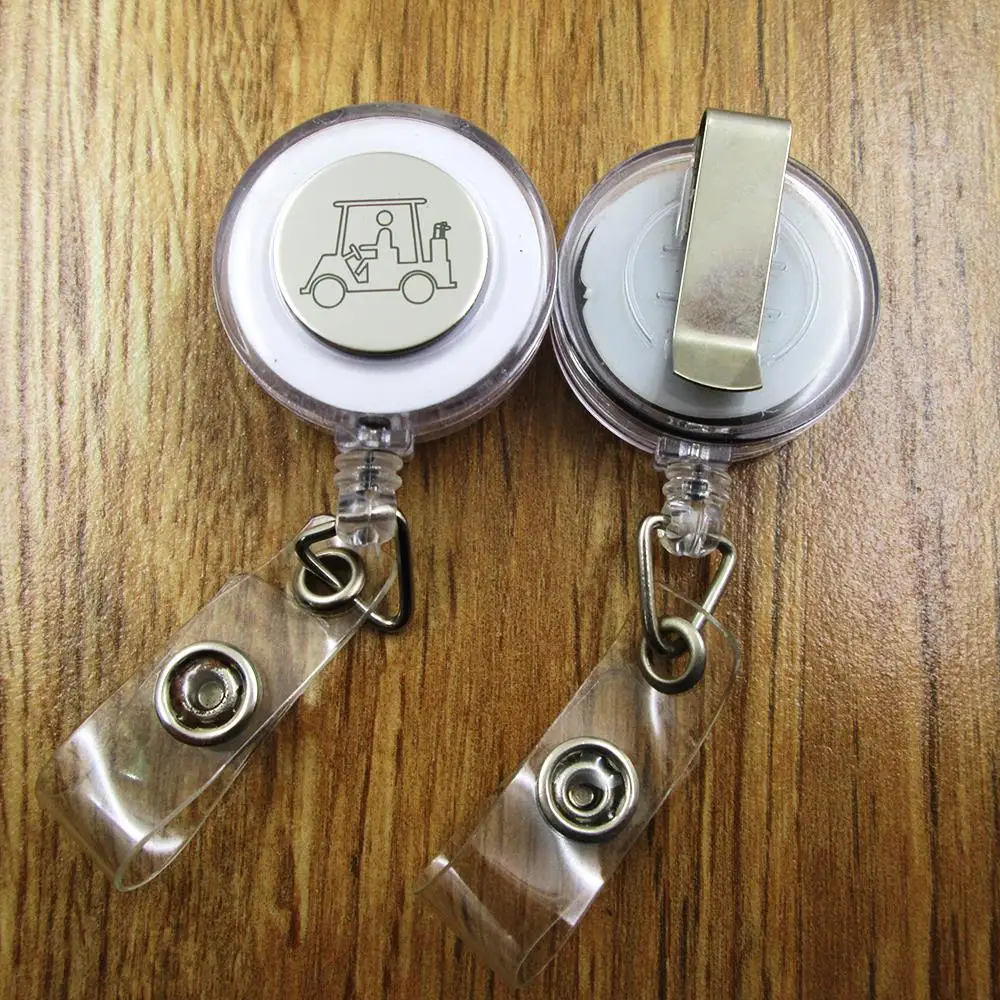 Golf Cart ID Badge Reel gift for him/her friend family retractable recoil id badge holder work fun